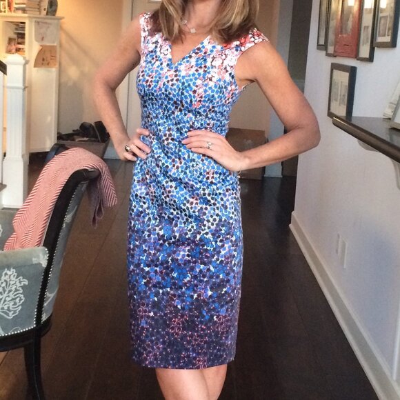 LK Bennett Dresses & Skirts - Gorgeous LK BENNETT London Vanessa Floral Tailored Dress Pink & Blue Size 4